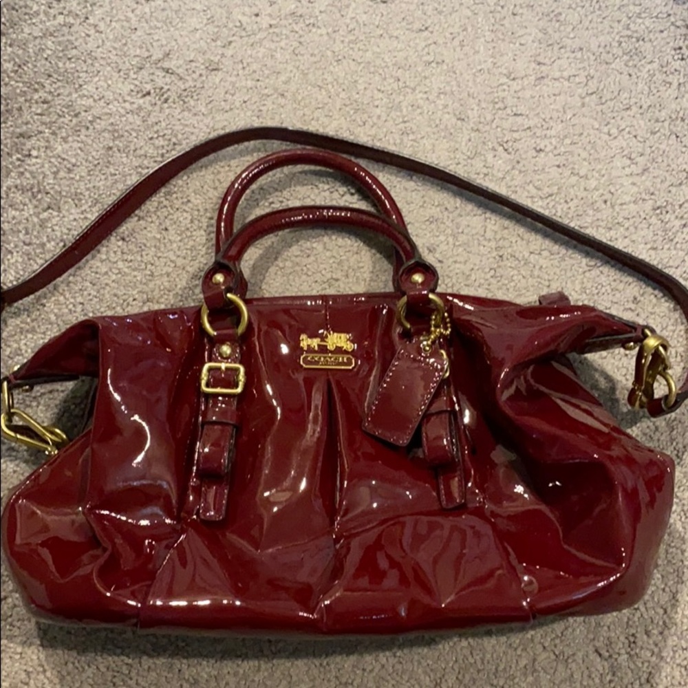 LIKE NEW!! Coach patent leather burgundy bag